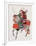 Watercolor Painting of Samurai on Horseback-null-Framed Premium Photographic Print