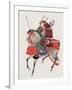 Watercolor Painting of Samurai on Horseback-null-Framed Photographic Print