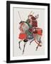 Watercolor Painting of Samurai on Horseback-null-Framed Photographic Print