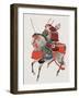 Watercolor Painting of Samurai on Horseback-null-Framed Photographic Print