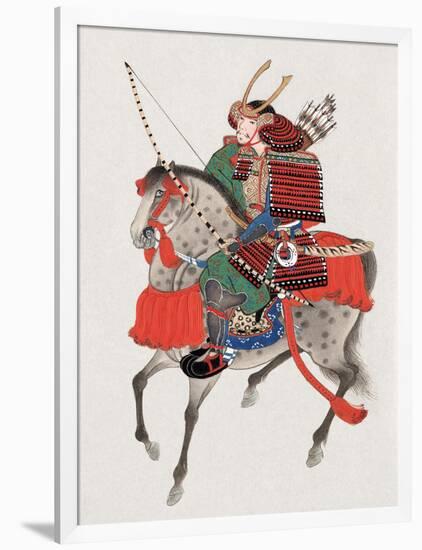 Watercolor Painting of Samurai on Horseback-null-Framed Photographic Print