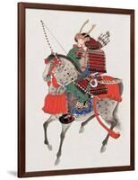 Watercolor Painting of Samurai on Horseback-null-Framed Photographic Print