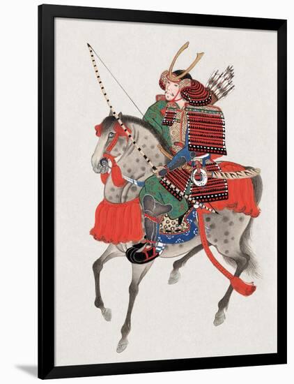 Watercolor Painting of Samurai on Horseback-null-Framed Photographic Print