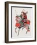 Watercolor Painting of Samurai on Horseback-null-Framed Photographic Print