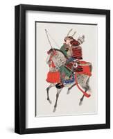 Watercolor Painting of Samurai on Horseback-null-Framed Photographic Print