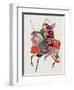 Watercolor Painting of Samurai on Horseback-null-Framed Photographic Print