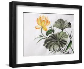 Watercolor Painting Of Yellow Lotus Flower-Surovtseva-Framed Art Print