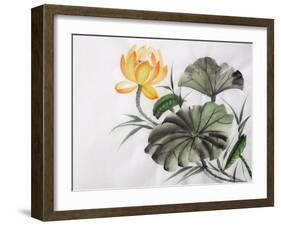 Watercolor Painting Of Yellow Lotus Flower-Surovtseva-Framed Art Print