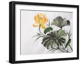 Watercolor Painting Of Yellow Lotus Flower-Surovtseva-Framed Art Print