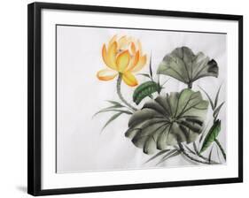 Watercolor Painting Of Yellow Lotus Flower-Surovtseva-Framed Art Print