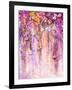 Watercolor Painting. Spring Purple Flowers Wisteria Background-Nongkran_ch-Framed Art Print