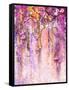 Watercolor Painting. Spring Purple Flowers Wisteria Background-Nongkran_ch-Framed Stretched Canvas