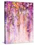 Watercolor Painting. Spring Purple Flowers Wisteria Background-Nongkran_ch-Stretched Canvas