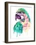 Watercolor Parrot Portrait.-Maria Sem-Framed Art Print