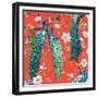 Watercolor Pattern Peacock Lover, Blooming Cherry Trees, White Magnolia Flowers, Japanese Sakura Fe-Anastasia Zenina-Lembrik-Framed Premium Giclee Print