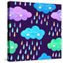 Watercolor Pattern with Smiling Clouds and Colorful Rain-xenia800-Stretched Canvas