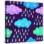 Watercolor Pattern with Smiling Clouds and Colorful Rain-xenia800-Stretched Canvas