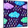 Watercolor Pattern with Smiling Clouds and Colorful Rain-xenia800-Mounted Art Print