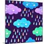 Watercolor Pattern with Smiling Clouds and Colorful Rain-xenia800-Mounted Art Print