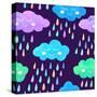 Watercolor Pattern with Smiling Clouds and Colorful Rain-xenia800-Stretched Canvas