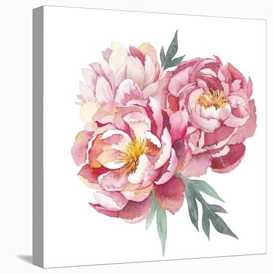 Watercolor Peonies Bouquet-Eisfrei-Stretched Canvas