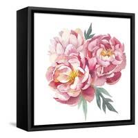 Watercolor Peonies Bouquet-Eisfrei-Framed Stretched Canvas