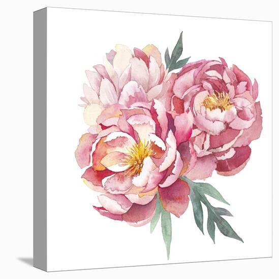 Watercolor Peonies Bouquet-Eisfrei-Stretched Canvas