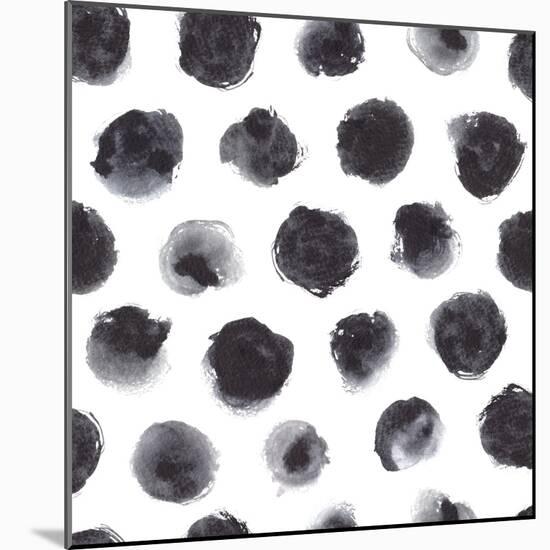 Watercolor Polka Dot Pattern in Black and Gray.-null-Mounted Art Print