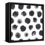 Watercolor Polka Dot Pattern in Black and Gray.-null-Framed Stretched Canvas