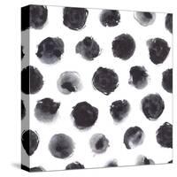 Watercolor Polka Dot Pattern in Black and Gray.-null-Stretched Canvas