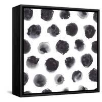 Watercolor Polka Dot Pattern in Black and Gray.-null-Framed Stretched Canvas