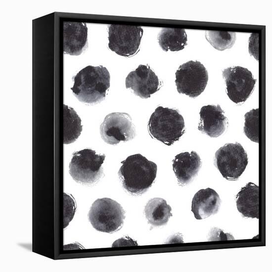 Watercolor Polka Dot Pattern in Black and Gray.-null-Framed Stretched Canvas