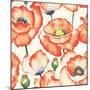 Watercolor Poppy Pattern-Eleor-Mounted Art Print