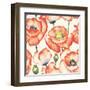 Watercolor Poppy Pattern-Eleor-Framed Art Print