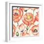 Watercolor Poppy Pattern-Eleor-Framed Art Print