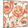 Watercolor Poppy Pattern-Eleor-Mounted Art Print