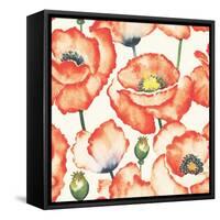 Watercolor Poppy Pattern-Eleor-Framed Stretched Canvas