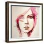 Watercolor Portrait of Beautiful Girl | Handmade | Self Made | Painting-re_bekka-Framed Art Print