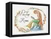 Watercolor Powder Room Mermaid with Looking Glass-sylvia pimental-Framed Stretched Canvas