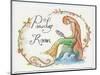 Watercolor Powder Room Mermaid with Looking Glass-sylvia pimental-Mounted Art Print