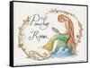 Watercolor Powder Room Mermaid with Looking Glass-sylvia pimental-Framed Stretched Canvas