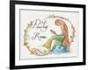 Watercolor Powder Room Mermaid with Looking Glass-sylvia pimental-Framed Art Print