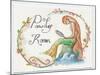 Watercolor Powder Room Mermaid with Looking Glass-sylvia pimental-Mounted Art Print