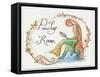 Watercolor Powder Room Mermaid with Looking Glass-sylvia pimental-Framed Stretched Canvas