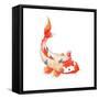 Watercolor Rainbow Carp. Hand Drawn Natural Fish Isolated on White Background. Vector Oriental Wild-Eisfrei-Framed Stretched Canvas