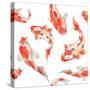 Watercolor Rainbow Carp Pattern. Seamless Oriental Texture with Isolated Hand Drawn Fishes. Underwa-Eisfrei-Stretched Canvas