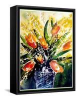 Watercolor Red Tulips-Pol Ledent-Framed Stretched Canvas