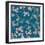 Watercolor Sakura Pattern. Seamless Natural Texture with Blossom Cherry Tree Branches. Hand Drawn J-Eisfrei-Framed Art Print