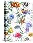 Watercolor Sea Life Seamless Pattern, Underwater Watercolor Illustration-Varvara Kurakina-Stretched Canvas