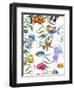 Watercolor Sea Life Seamless Pattern, Underwater Watercolor Illustration-Varvara Kurakina-Framed Photographic Print